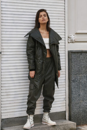 Free-form leather trousers