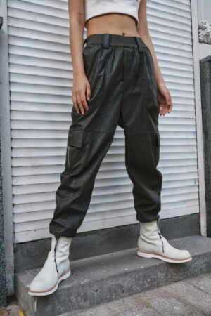 Free-form leather trousers